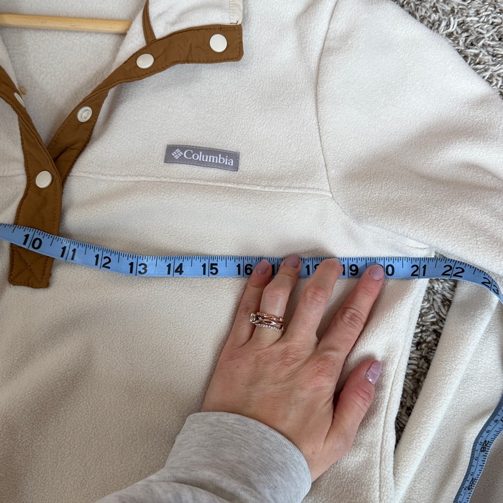 Columbia Fleece Pullover Cream Tan size Medium - Picture 10 of 11